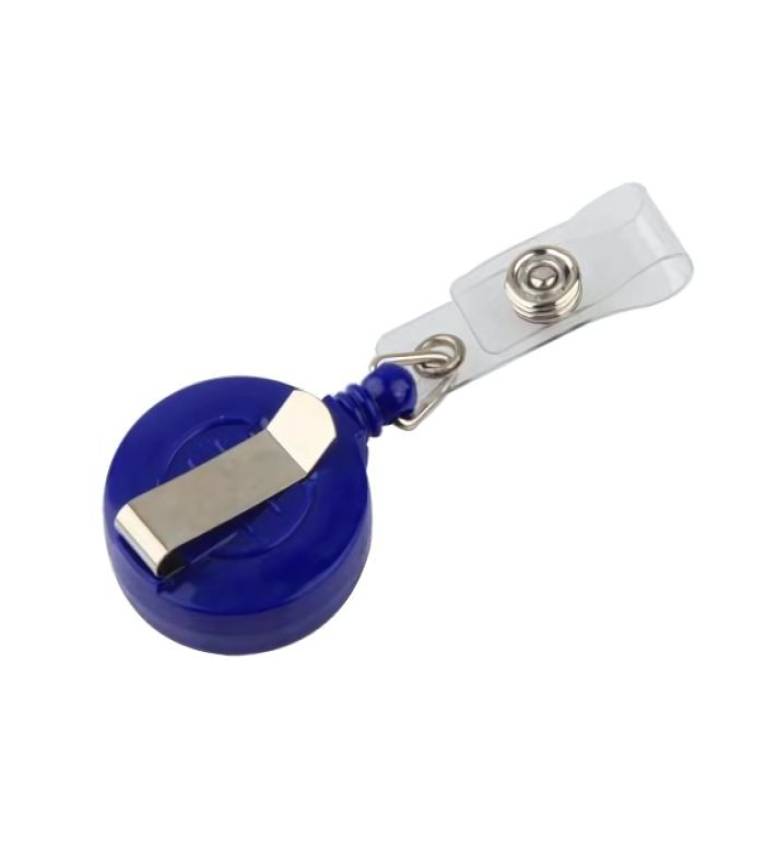 Support de badge rétractable en Bleu, idéal pour cartes d'identité, badges professionnels et événements.